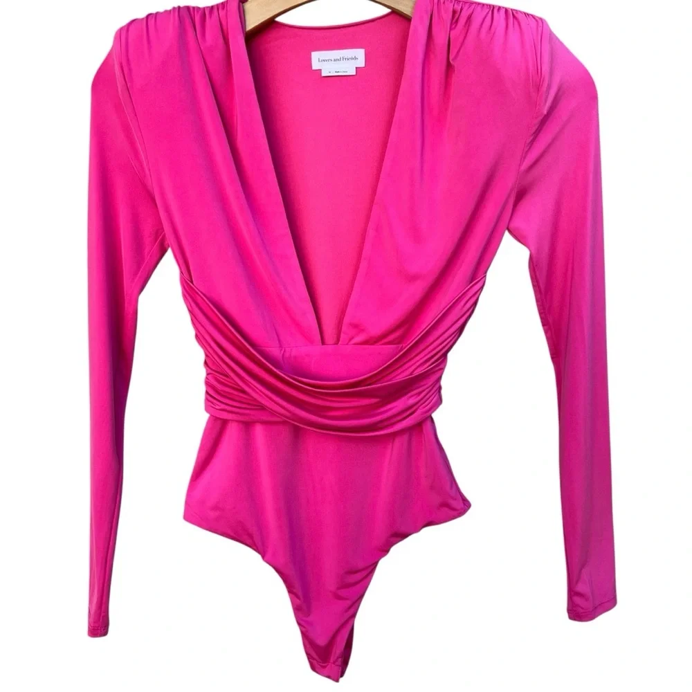Lovers + Friends Anya Long Sleeve Pink Bodysuit Women’s X-Small